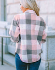Gray Plaid Button Up Dropped Shoulder Jacket Sentient Beauty Fashions Apparel & Accessories