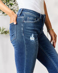 Dark Slate Gray BAYEAS Distressed Cropped Jeans Sentient Beauty Fashions Apparel & Accessories