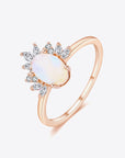 White Smoke 18K Rose Gold-Plated Natural Moonstone Ring Sentient Beauty Fashions rings