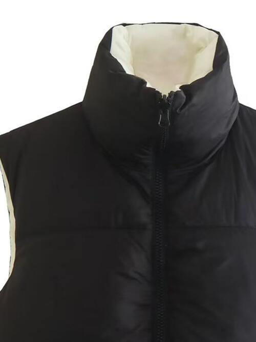 Dark Slate Gray Zip Up Drawstring Reversible Vest