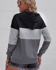 Gray Color Block Dropped Shoulder Hoodie Sentient Beauty Fashions Apparel & Accessories