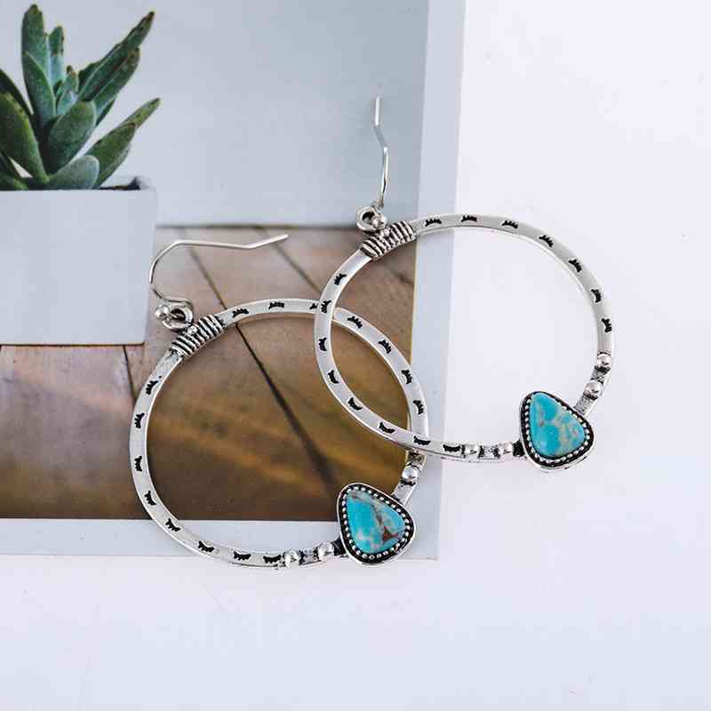 Light Gray Artificial Turquoise Drop Earrings