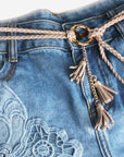 Light Slate Gray Braid Belt with Tassels Sentient Beauty Fashions *Accessories