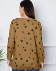 Light Gray Star Print Round Neck Dropped Shoulder Sweatshirt