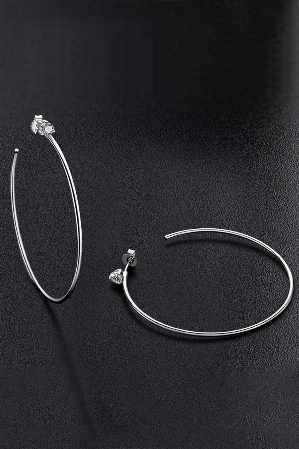 Dark Slate Gray 925 Sterling Silver Moissanite Hoop Earrings Sentient Beauty Fashions earrings