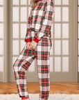Rosy Brown Plaid Round Neck Top and Pants Set Sentient Beauty Fashions Apparel & Accessories