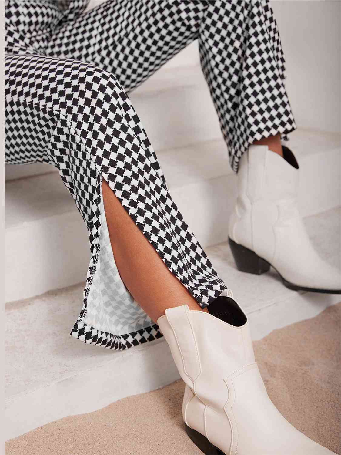 Gray Checkered Blazer &amp; Slit Pants Set Sentient Beauty Fashions Apparel &amp; Accessories