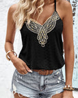 Gray Contrast Eyelet Cami Top Sentient Beauty Fashions Apparel & Accessories