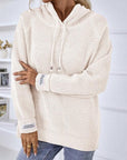 Light Gray Drawstring Long Sleeve Hooded Sweater Sentient Beauty Fashions Apparel & Accessories