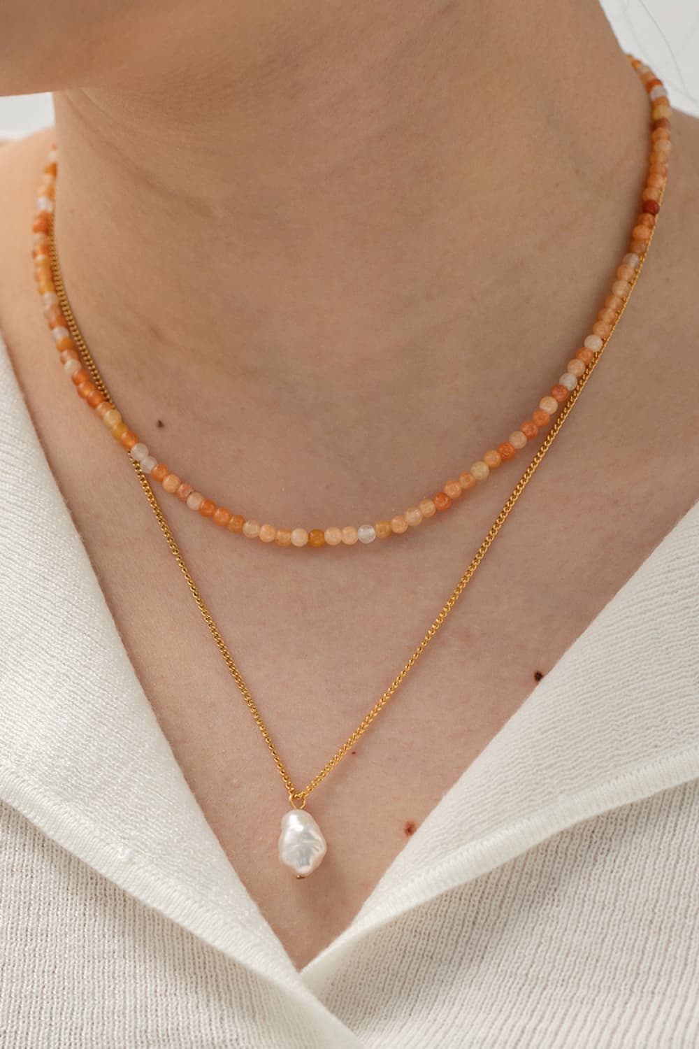 Rosy Brown Double-Layered Freshwater Pearl Pendant Necklace Sentient Beauty Fashions jewelry