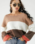 Light Gray Color Block Dropped Shoulder Sweater Sentient Beauty Fashions Apparel & Accessories
