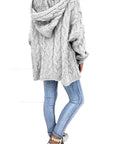 Light Gray Cable-Knit Hooded Sweater Sentient Beauty Fashions Apparel & Accessories