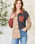 Light Gray Heimish Full Size Color Block Button Down Shacket Sentient Beauty Fashions Apparel & Accessories