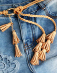 Slate Gray Braid Belt with Tassels Sentient Beauty Fashions *Accessories