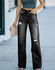 Gray Distressed Straight Leg Jeans Sentient Beauty Fashions Apparel & Accessories
