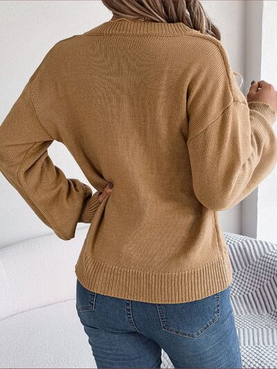 Sienna Cable-Knit Buttoned V-Neck Sweater Sentient Beauty Fashions Apparel &amp; Accessories