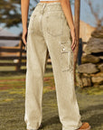 Rosy Brown Straight Leg Cargo Jeans Sentient Beauty Fashions Apparel & Accessories