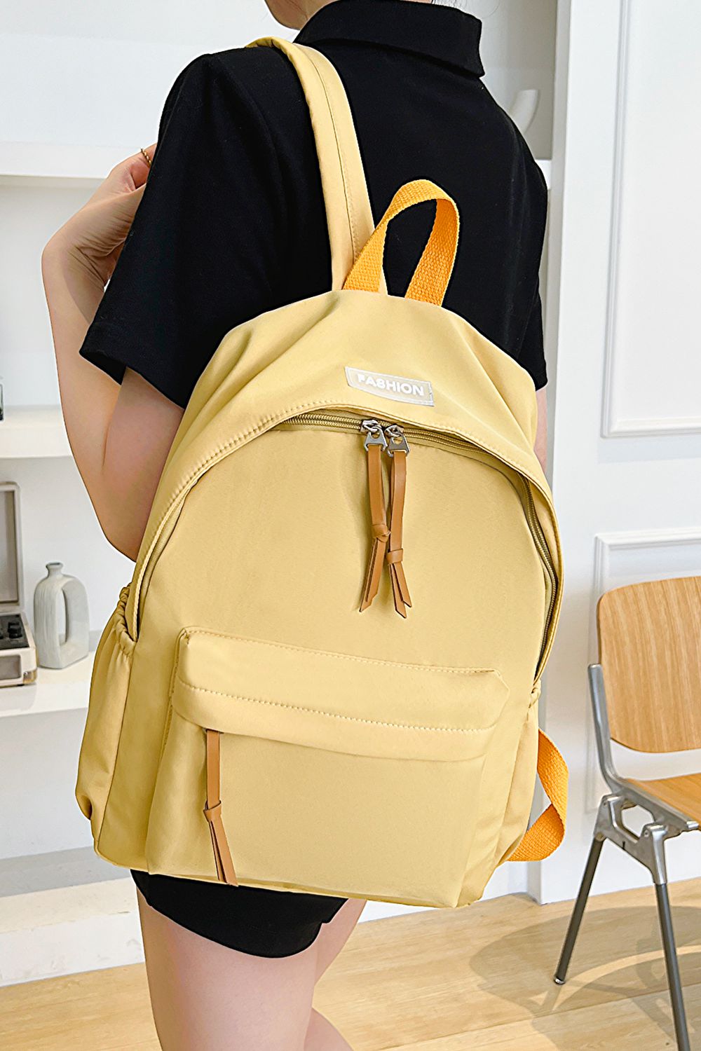 Tan FASHION Polyester Backpack Sentient Beauty Fashions Bag