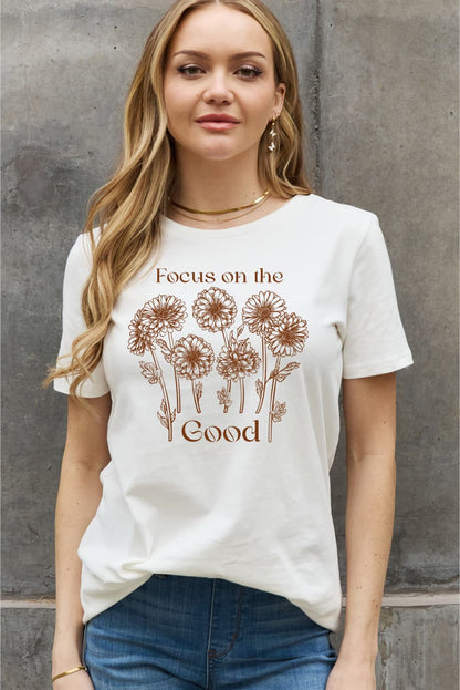 Slate Gray Simply Love Full Size FOCUS ON THE GOOD Graphic Cotton Tee