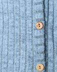 Light Steel Blue Double Take Ribbed Button-Up Cardigan with Pockets Sentient Beauty Fashions Apparel & Accessories