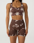 Dark Slate Gray Crisscross Printed Tank and Shorts Active Set Sentient Beauty Fashions Apparel & Accessories
