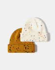 White Smoke Confetti Rib-Knit Cuff Beanie