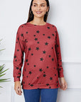 Light Gray Star Print Round Neck Dropped Shoulder Sweatshirt