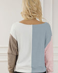 Gray Color Block Boat Neck Sweatshirt Sentient Beauty Fashions Apparel & Accessories