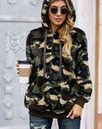 Black Camouflage Half Zip Fuzzy Hoodie Sentient Beauty Fashions Apparel & Accessories