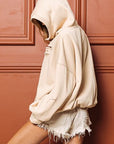 Rosy Brown BiBi Laser Cut Long Sleeve Half Zip Hoodie Sentient Beauty Fashions Apparel & Accessories