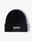 White Smoke NEWYORK Patch Rib-Knit Cuffed Beanie