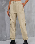 Dark Gray Buttoned High Waist Jeans with Pockets Sentient Beauty Fashions Apparel & Accessories