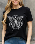 Dark Slate Gray Simply Love Full Size Butterfly Graphic Cotton Tee Sentient Beauty Fashions Apparel & Accessories