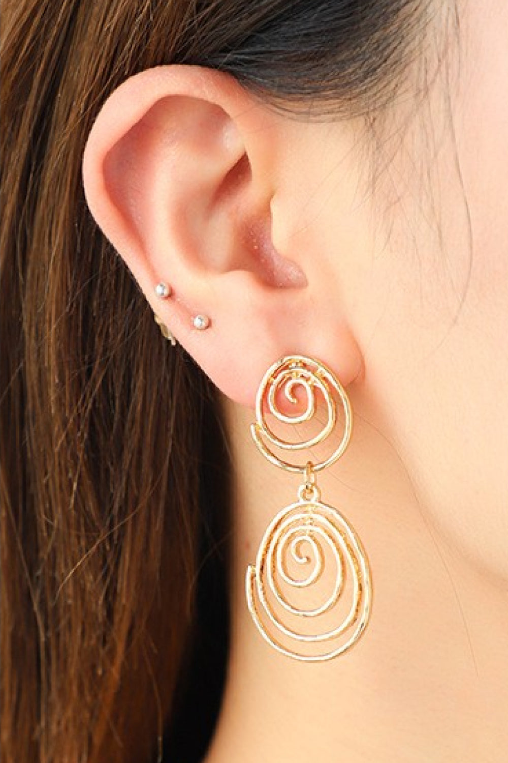 Navajo White 18K Gold-Plated Alloy Spiral Earrings Sentient Beauty Fashions