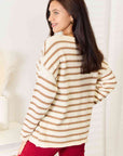 Antique White Double Take Striped Boat Neck Sweater