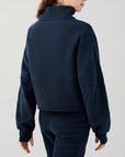 Light Gray Half Zip Pocketed Active Sweatshirt Sentient Beauty Fashions Apparel & Accessories