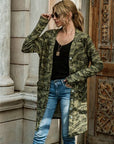 Dark Olive Green Camouflage Button Up Long Sleeve Cardigan Sentient Beauty Fashions Apparel & Accessories