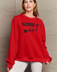 Rosy Brown Simply Love Full Size SLEIGHIN' IT Graphic Sweatshirt Sentient Beauty Fashions Apparel & Accessories