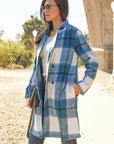 Light Gray Double Take Full Size Plaid Button Up Lapel Collar Coat Sentient Beauty Fashions Apparel & Accessories