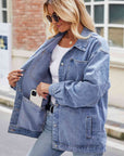 Dark Gray Button Up Denim Jacket with Pockets Sentient Beauty Fashions Apparel & Accessories