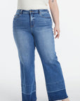 Dark Slate Blue BAYEAS Full Size High Waist Cat's Whisker Wide Leg Jeans Sentient Beauty Fashions Apparel & Accessories