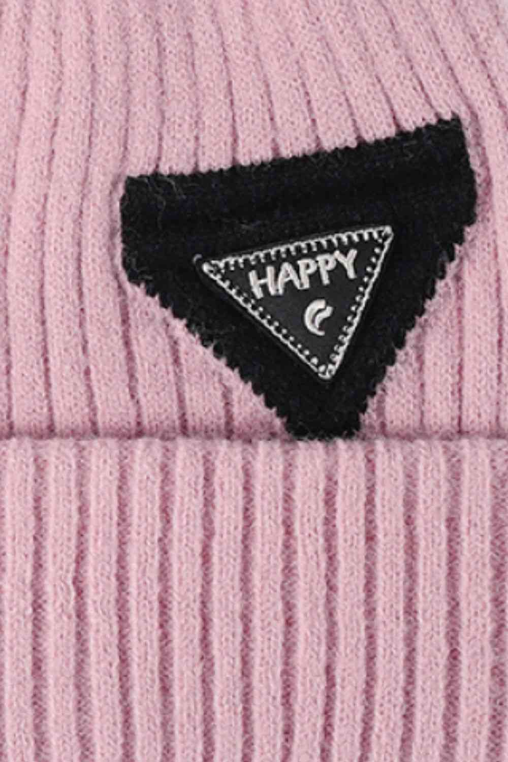 Gray HAPPY Contrast Beanie