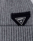 Dim Gray HAPPY Contrast Beanie