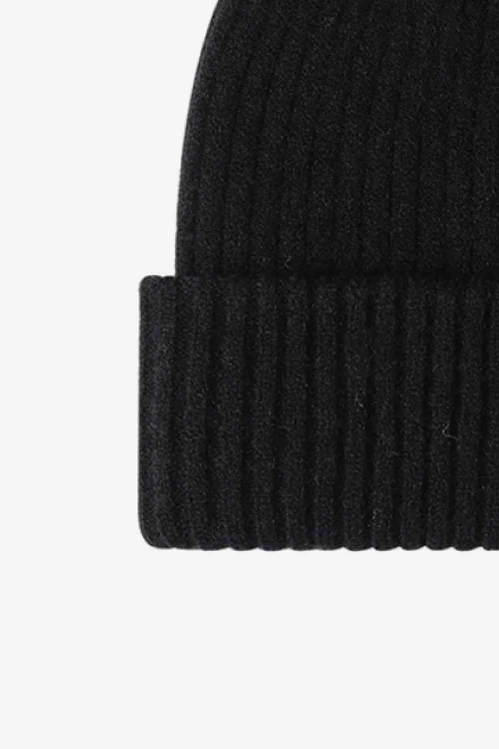 Black HAPPY Contrast Beanie