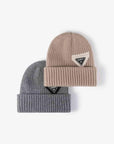 White Smoke HAPPY Contrast Beanie