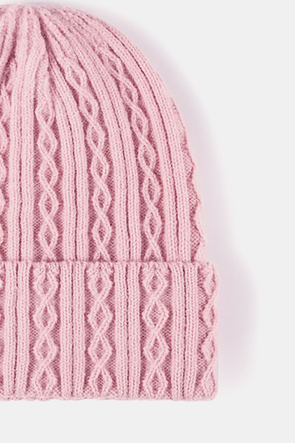 Misty Rose Mixed Knit Cuff Beanie