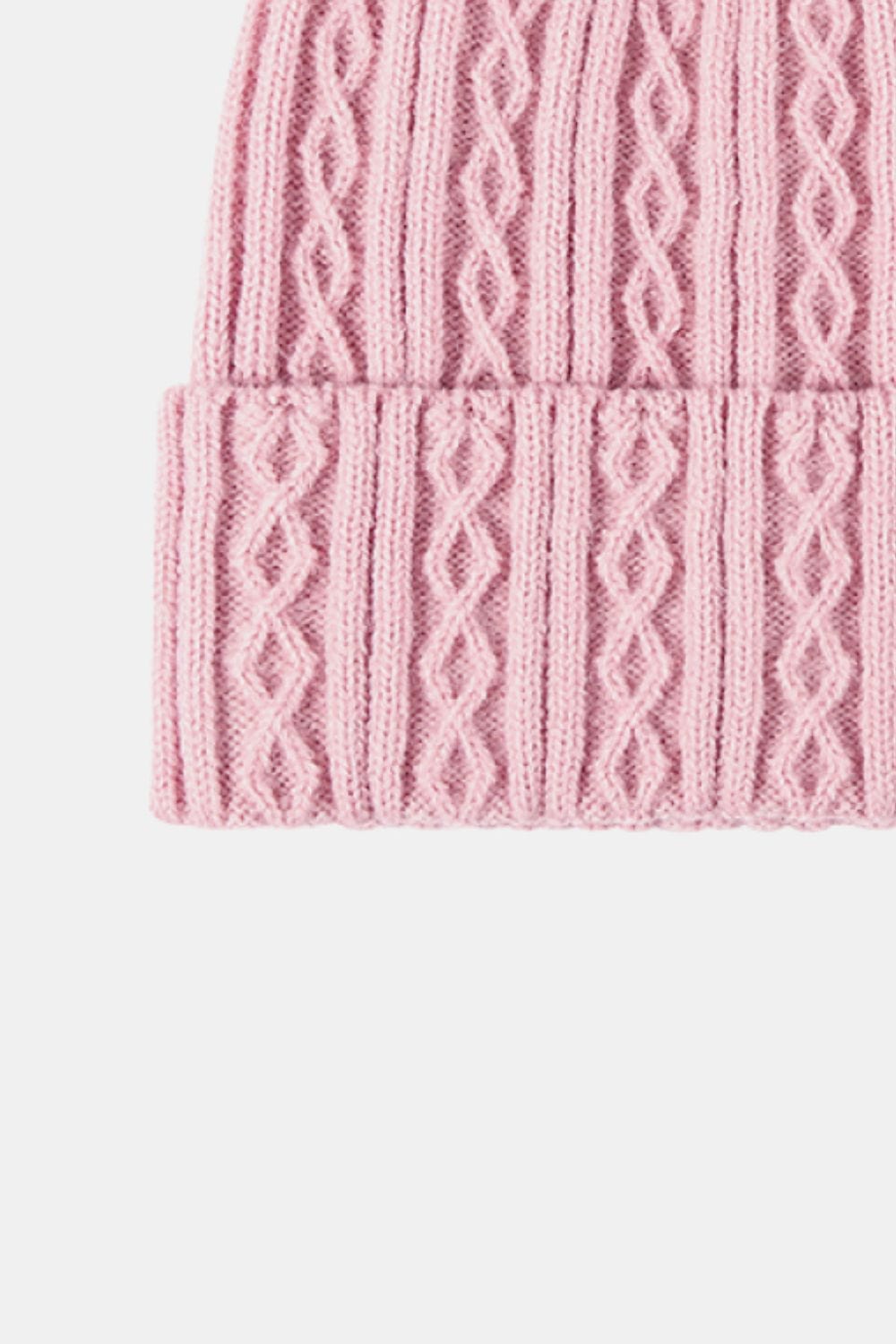 Misty Rose Mixed Knit Cuff Beanie