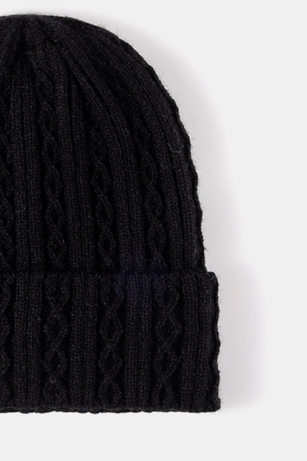 White Smoke Mixed Knit Cuff Beanie