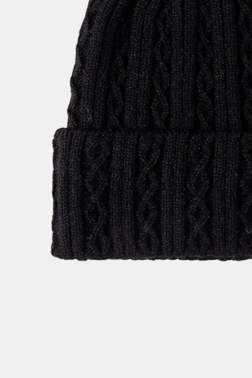 Black Mixed Knit Cuff Beanie