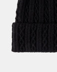 Black Mixed Knit Cuff Beanie